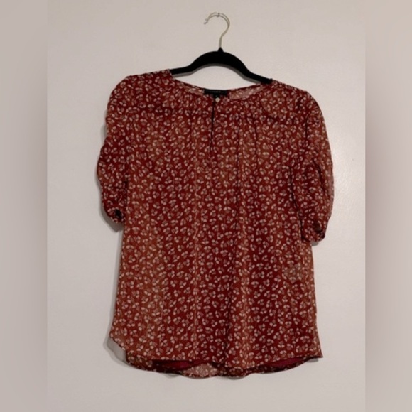 J. Crew Ruched Sleeve Sparkle Floral Top - Size S - Picture 1 of 9